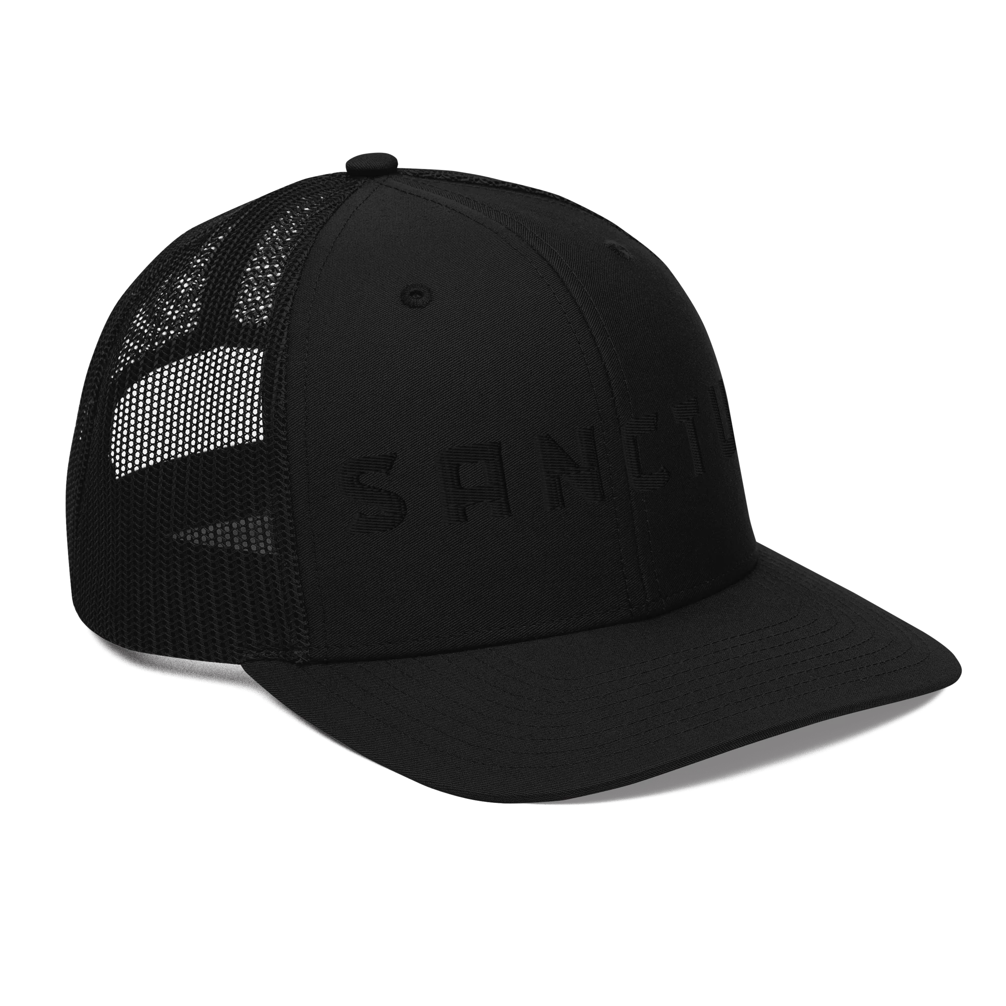 Sanctus Black on Black 3D Puff Trucker Cap - Image 8