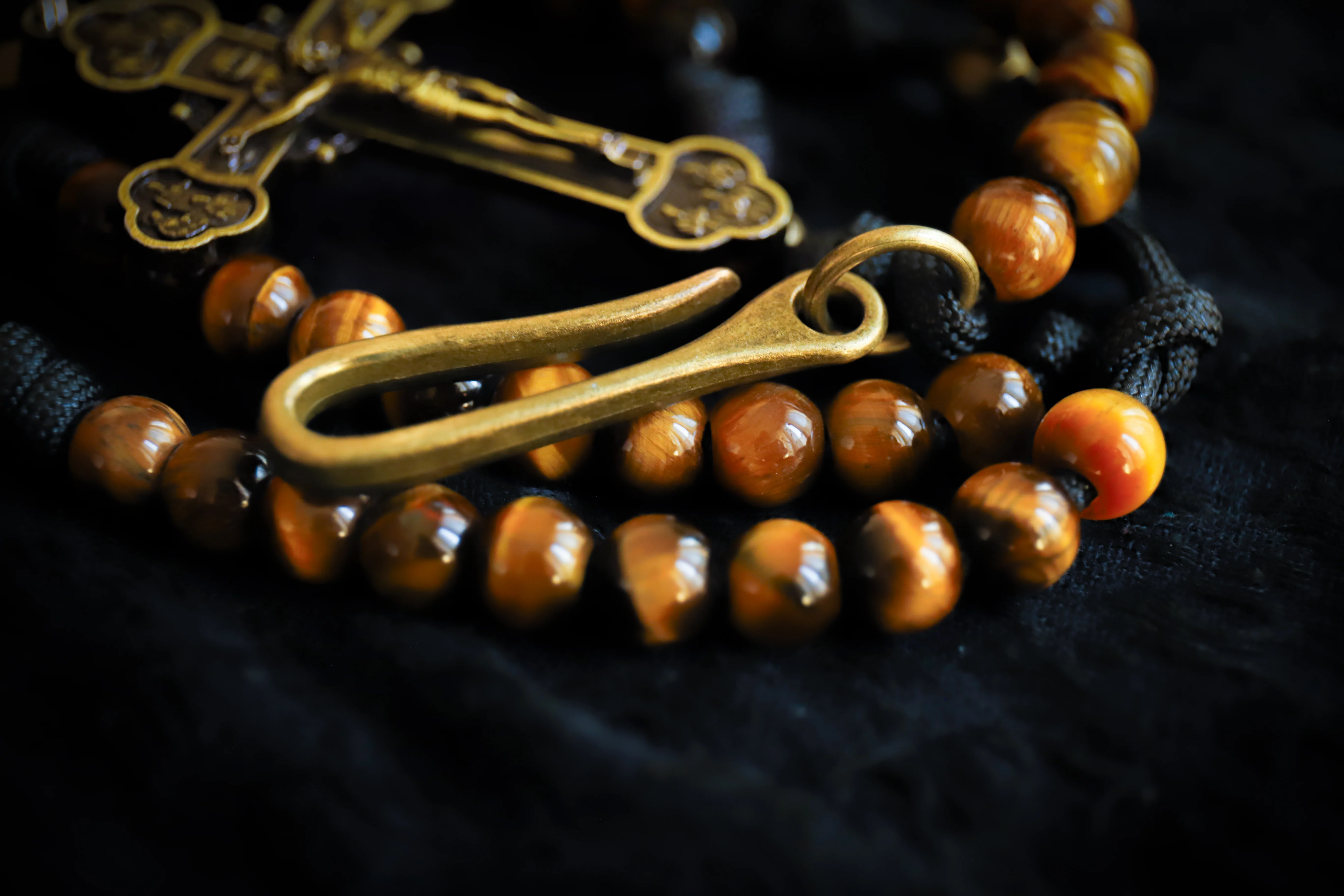Limited Edition Apostolic Belt Rosary - Tiger's Eye Stone and Brass - Image 11