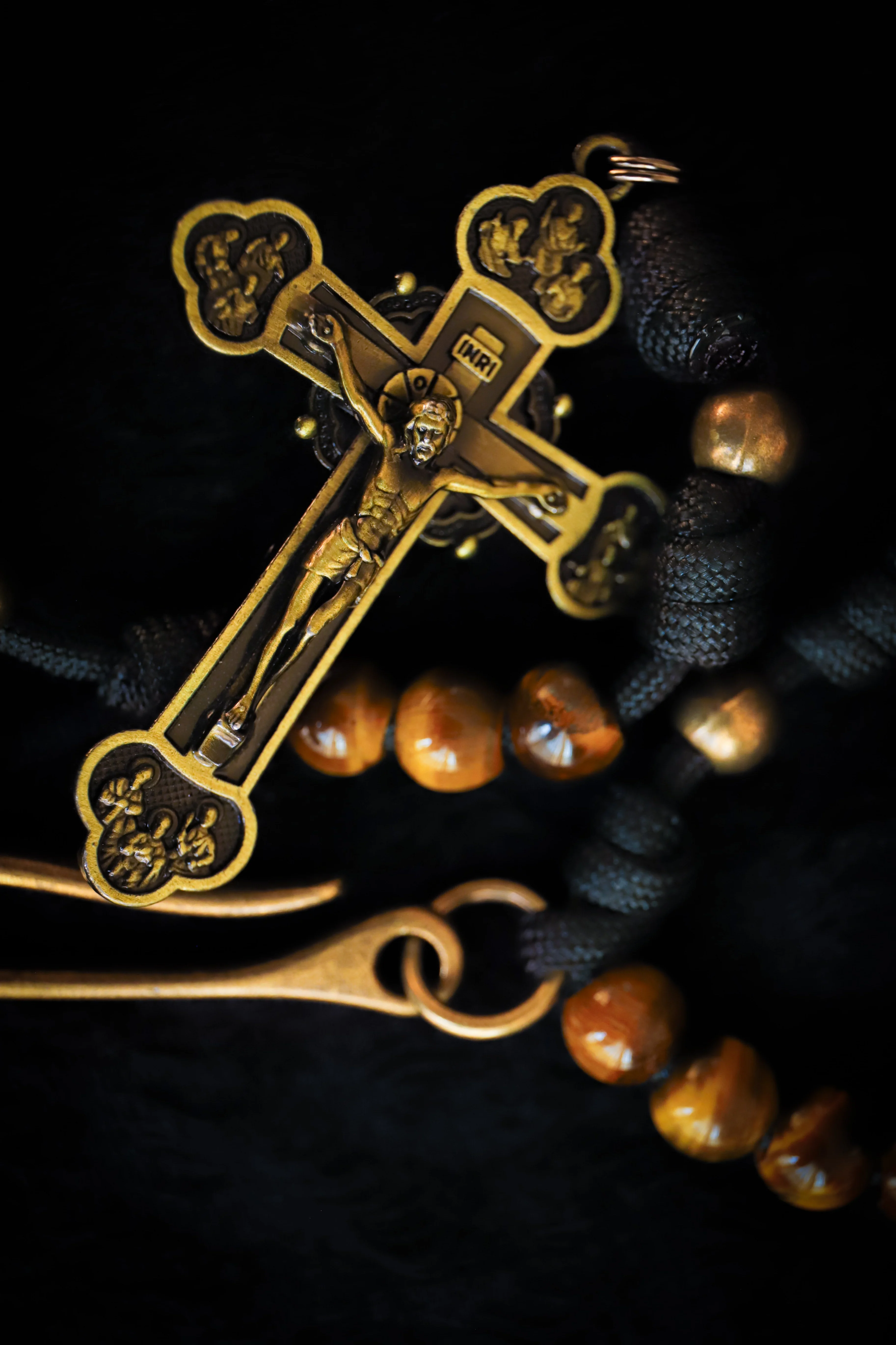 Limited Edition Apostolic Belt Rosary - Tiger's Eye Stone and Brass - Image 7